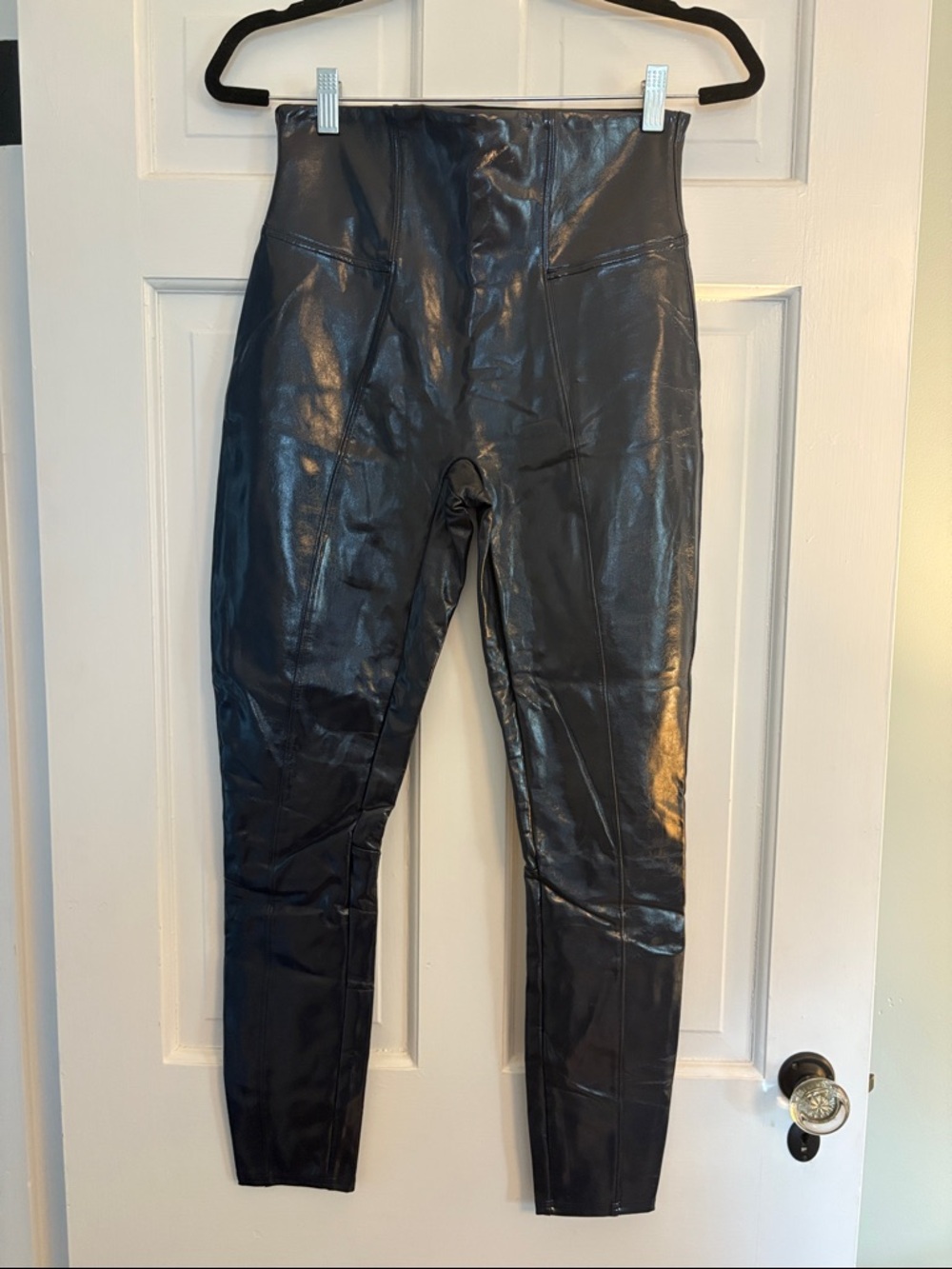 Spanx High-Waist Faux Leather Leggings - Blue